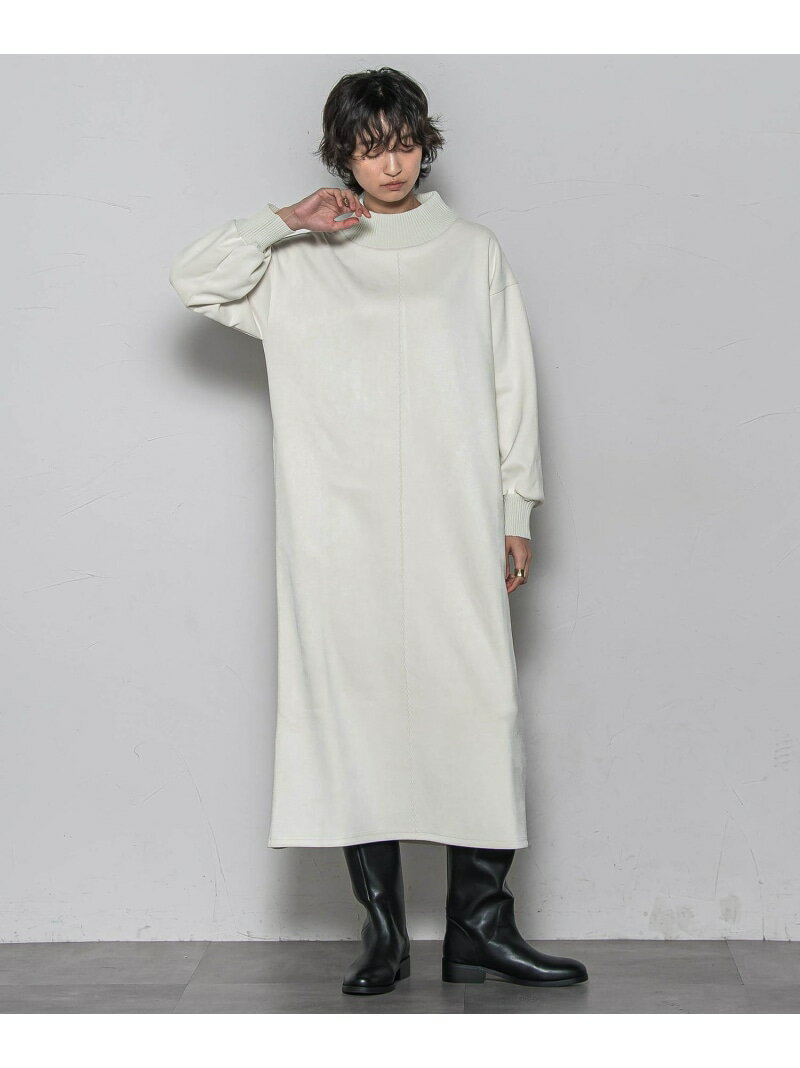 【SALE／10%OFF】【WEB限定】スウェード*リブモックネックワンピース≪手洗い可能≫ MAYSON GREY メイソングレイ ワンピース・ドレス ワンピース ホワイト ベージュ【RBA_E】【送料無料】[Rakuten Fashion]