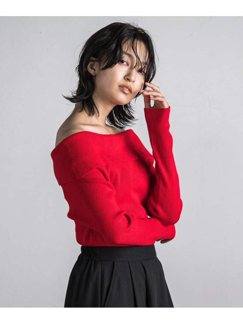 【SALE／30%OFF】【WEB限定カラーあり】オフショルダーニットプルオーバー≪手洗い可能≫ M