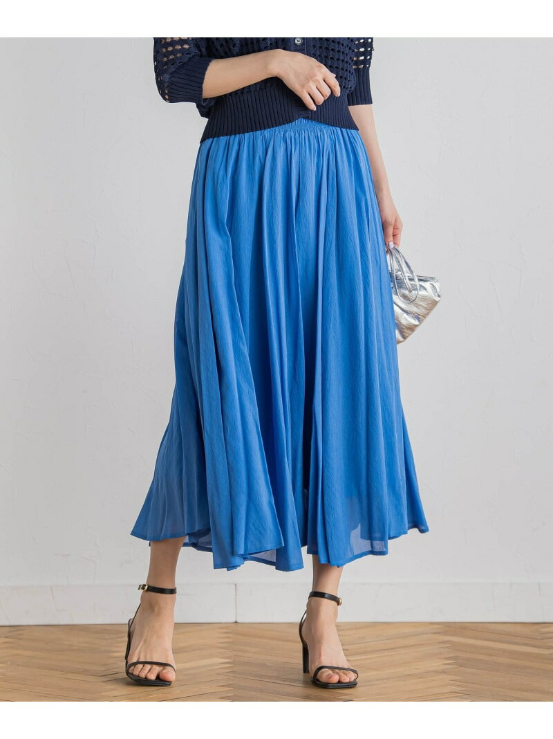 【SALE／30%OFF】【WEB限定】麻調シアーシャーリングフレアスカート≪手洗い可能≫ Droite lautreamont ドロワット・ロートレアモン スカート その他のスカート レッド ホワイト ブルー【RBA_E】【送料無料】[Rakuten Fashion]