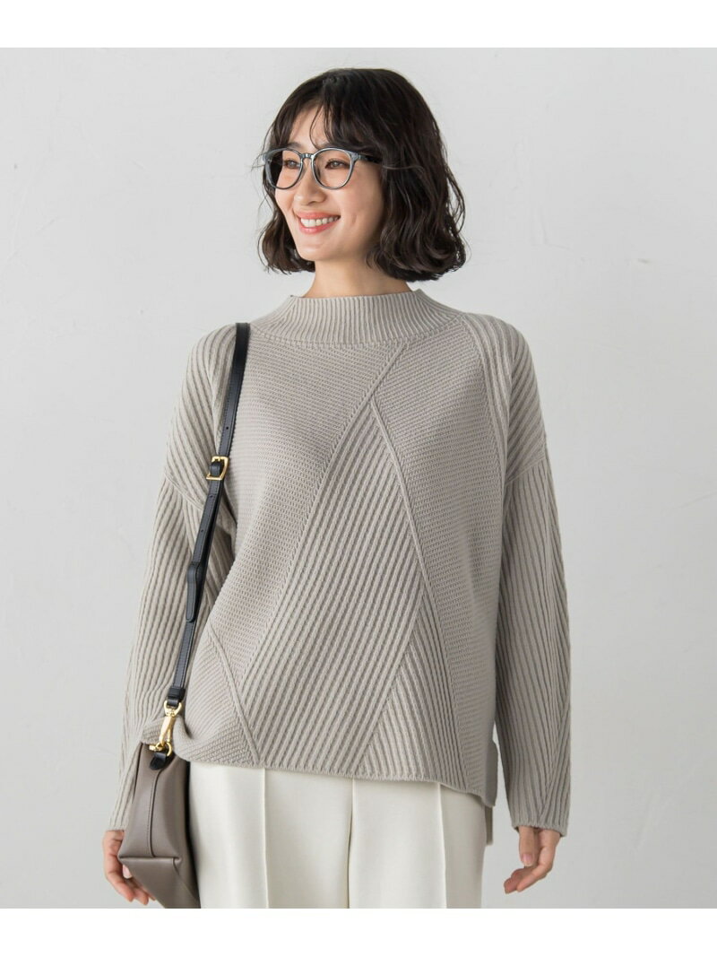 【SALE／15%OFF】【大きいサイズ】ヘリンボーンニット la.f... ラ・エフ トップス ニット ベージュ ピンク ブルー グレー【RBA_E】【送料無料】[Rakuten Fashion]