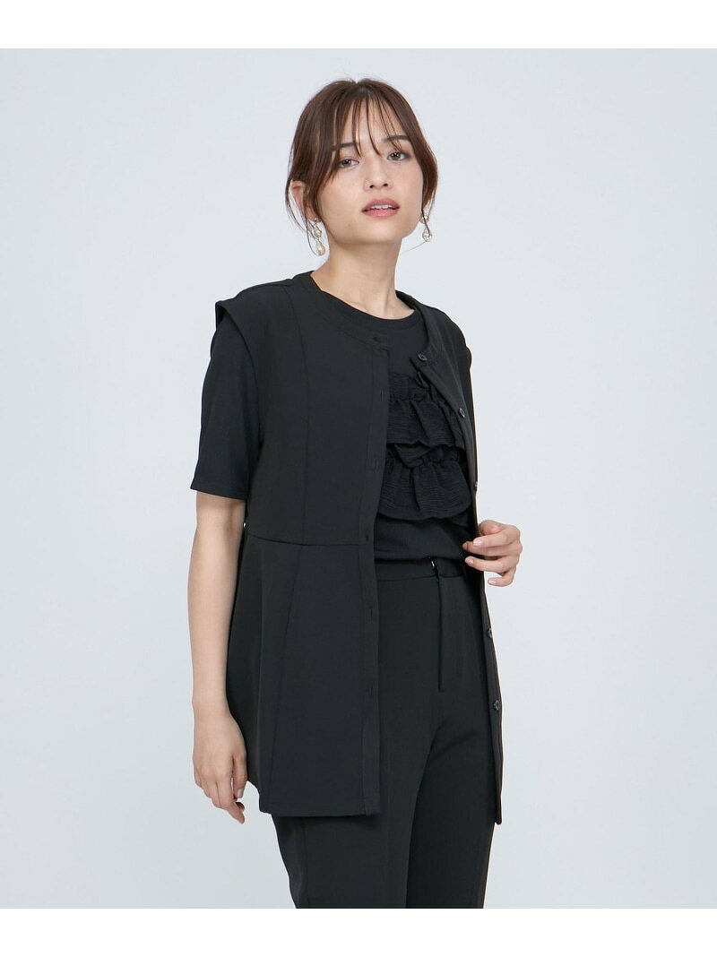 【SALE／50%OFF】ノーカラーペプラムブラウスジレ≪セットアップ対応/手洗い可能≫ QUEENS COURT クイーンズコート ジャケット・アウター ダウンジャケット・ダウンベスト ホワイト ブラック カーキグリーン【RBA_E】【送料無料】[Rakuten Fashion] javaonline-10013407 JAVA ONLINE サンプル画像3