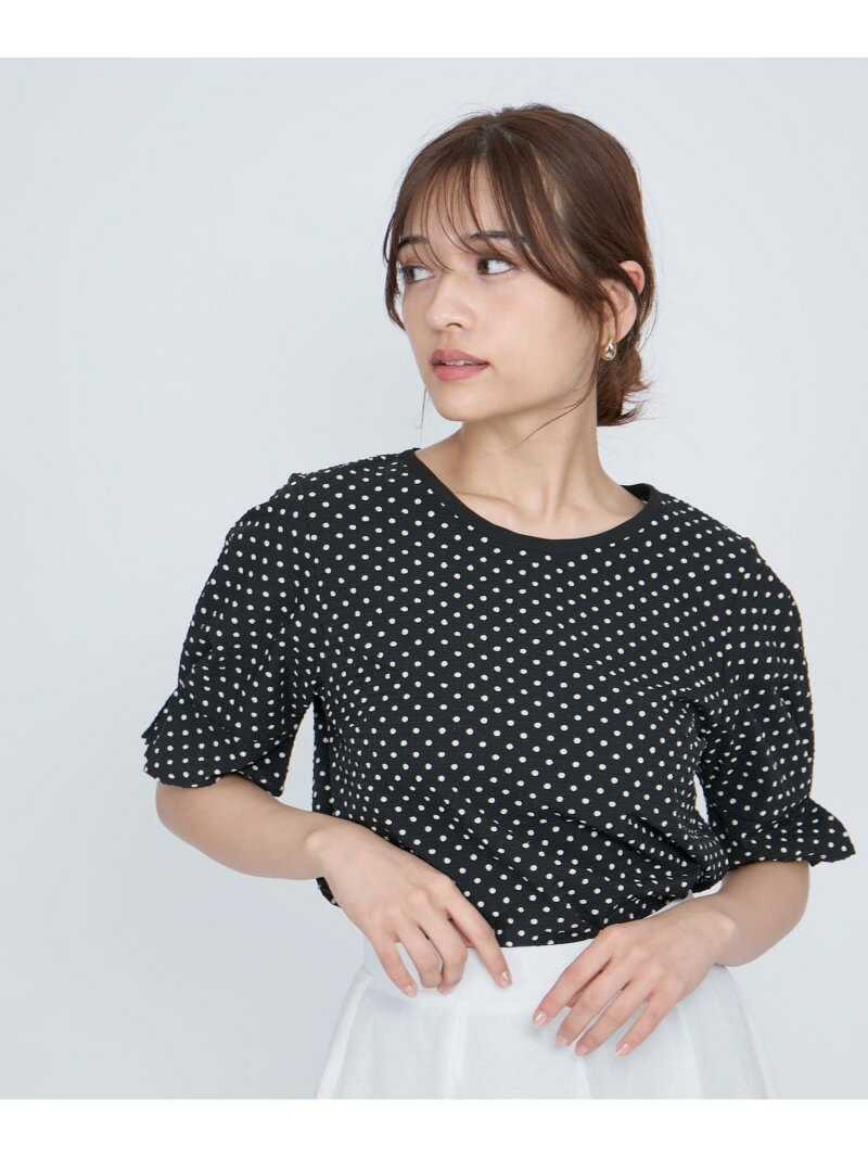 【SALE／60%OFF】シアサッカーモノトーンドットブラウス≪手洗い可能≫ QUEENS COURT クイーンズコート トップス シャツ・ブラウス ブラック ホワイト【RBA_E】[Rakuten Fashion]