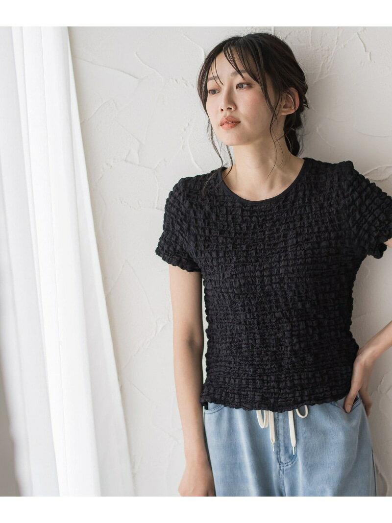 Rakuten - シャーリングTシャツ Droite lautreamont ドロワット・ロートレアモン トップス カットソー・Tシャツ ブラック ホワイト【送料無料】[Rakuten Fashion]