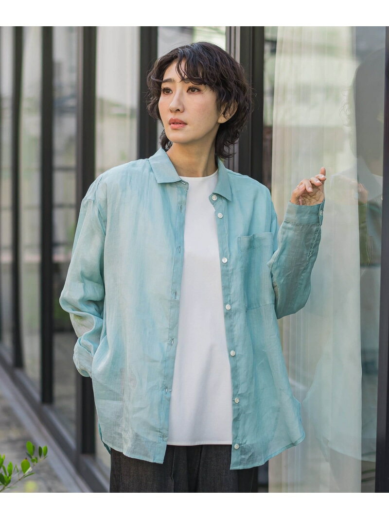 シアーラミーシャツ la.f... ラ・エフ トップス シャツ・ブラウス ホワイト グリーン ブラウン イエロー【送料無料】[Rakuten Fashion]