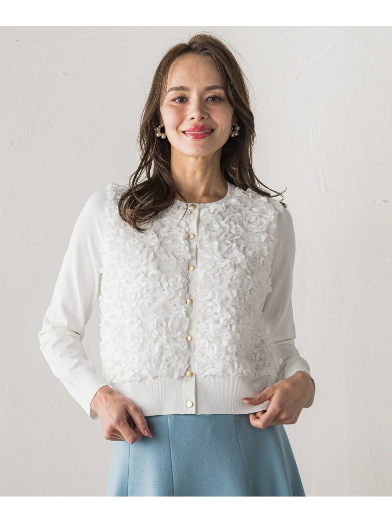 【SALE／15%OFF】フラワーチュールドッキングカーディガン Viaggio Blu ビアッジョブルー トップス カーディガン ホワイト ブラック【RBA_E】【送料無料】[Rakuten Fashion]