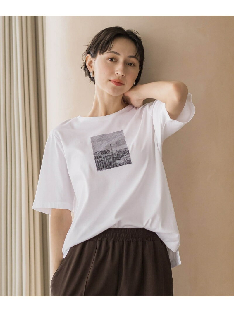 Rakuten - 刺繍Tシャツ la.f... ラ・エフ トップス カットソー・Tシャツ グレー ホワイト【送料無料】[Rakuten Fashion]
