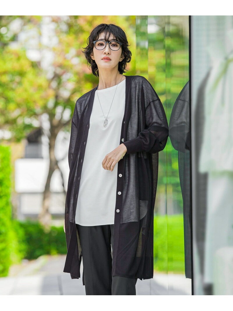 シアーシャイニーニットカーデ la.f... ラ・エフ トップス カーディガン ベージュ ブラウン【送料無料】[Rakuten Fashion]