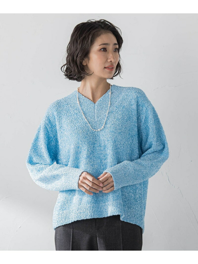 Rakuten - 【SALE／50%OFF】【大きいサイズ】ツヤモールVネックニット la.f... ラ・エフ トップス ニット ホワイト【RBA_E】【送料無料】[Rakuten Fashion]