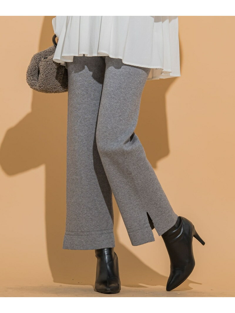 【SALE／30%OFF】【美脚見え!ストレートシルエット】裾スリットニットパンツ《手洗い可能》 VICKY ビッキー パンツ その他のパンツ グレー ブラック ベージュ【RBA_E】【送料無料】[Rakuten Fashion]のサムネイル