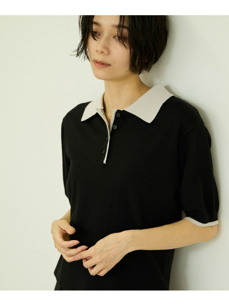 Rakuten - レーヨンナイロン配色ポロニット VICKY ビッキー トップス ニット ホワイト ブラック【送料無料】[Rakuten Fashion]