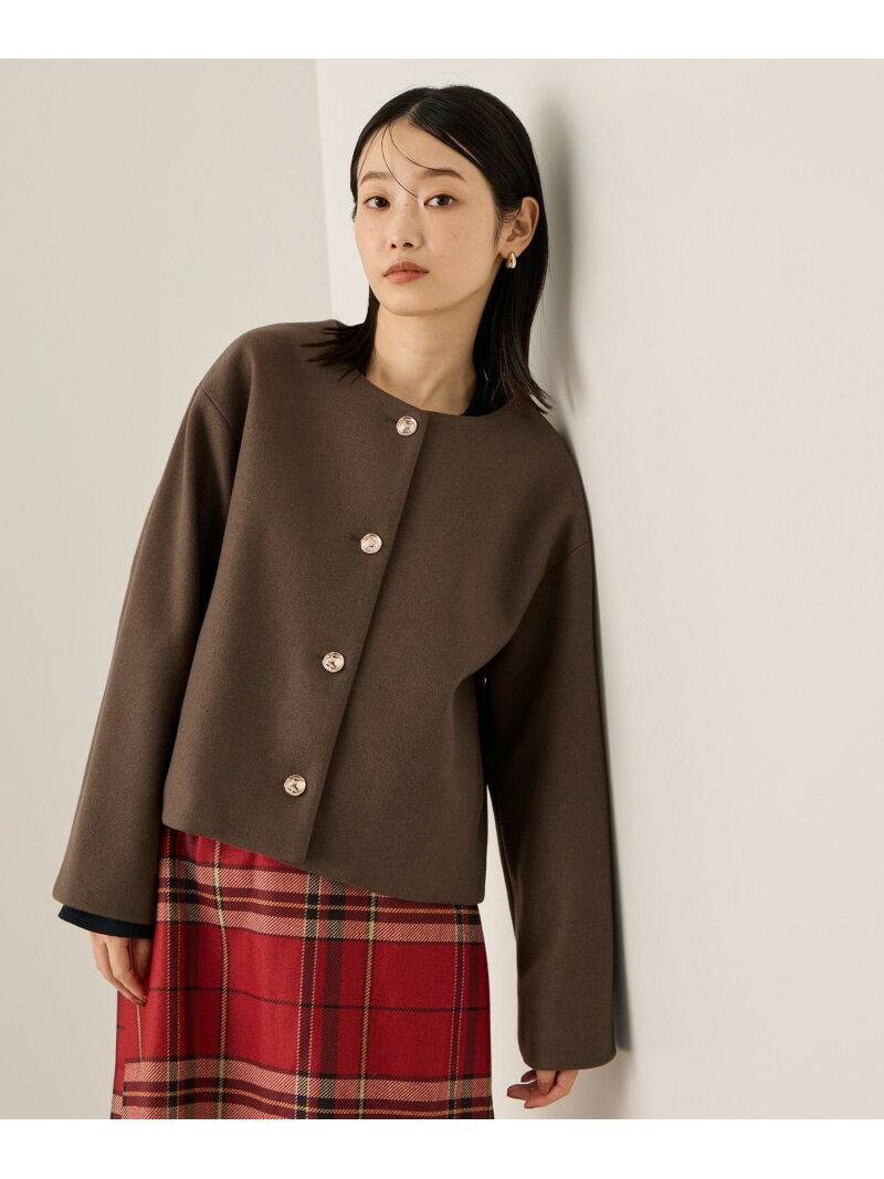 ウールチョウジャージーノーカラージャケット ketty ケティ ジャケット・アウター テーラードジャケット・ブレザー ネイビー ブラウン【送料無料】[Rakuten Fashion]