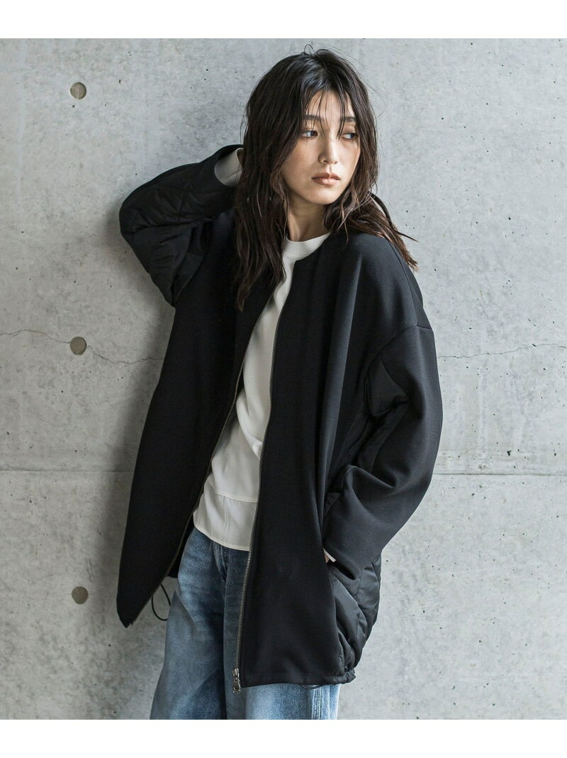 ダンボール*キルティングロングノーカラーブルゾン MAYSON GREY メイソングレイ ジャケット・アウター テーラードジャケット・ブレザー ブラック ベージュ ブラウン【送料無料】[Rakuten Fashion]