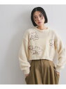【SALE/70%OFF】【ENIM BY VICKY】フラワー刺繍クロップドニット《手洗い可能》 VICKY ビッキー トップス ニット ホワイト ブラック ...
