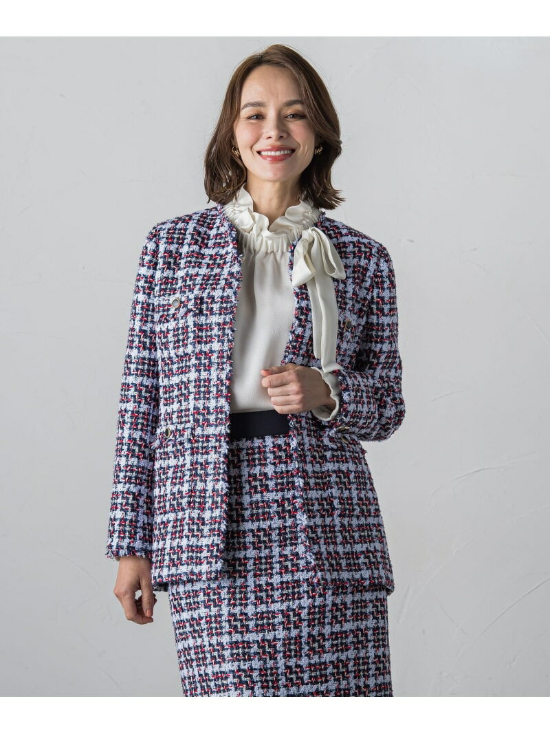 【SALE／30%OFF】TURNIERトリコロールチェックツイードジャケット Viaggio Blu ビアッジョブルー ジャケット・アウター テーラードジャケット・ブレザー ホワイト【RBA_E】【送料無料】[Rakuten Fashion]のサムネイル