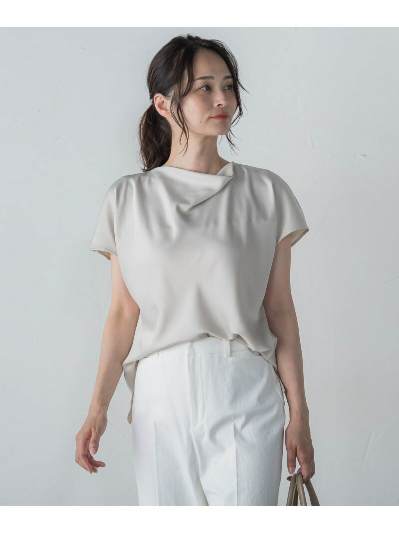 Other - ドレープネックサテンブラウス≪手洗い可能≫ LAUTREAMONT ロートレアモン トップス シャツ・ブラウス ホワイト ベージュ【送料無料】[Rakuten Fashion]