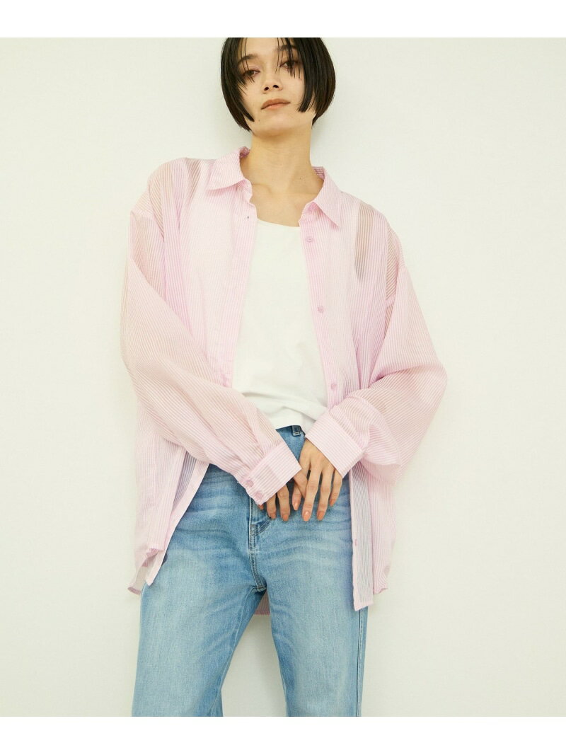 Rakuten - シアーストライプシャツ VICKY ビッキー トップス シャツ・ブラウス ピンク イエロー ブルー【送料無料】[Rakuten Fashion]