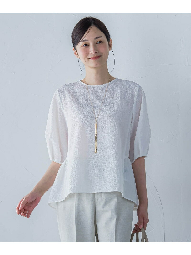 【SALE／30%OFF】サッカーペプラムブラウス≪手洗い可能≫ LAUTREAMONT ロートレアモン トップス シャツ・ブラウス ホワイト ブラック【RBA_E】【送料無料】[Rakuten Fashion]