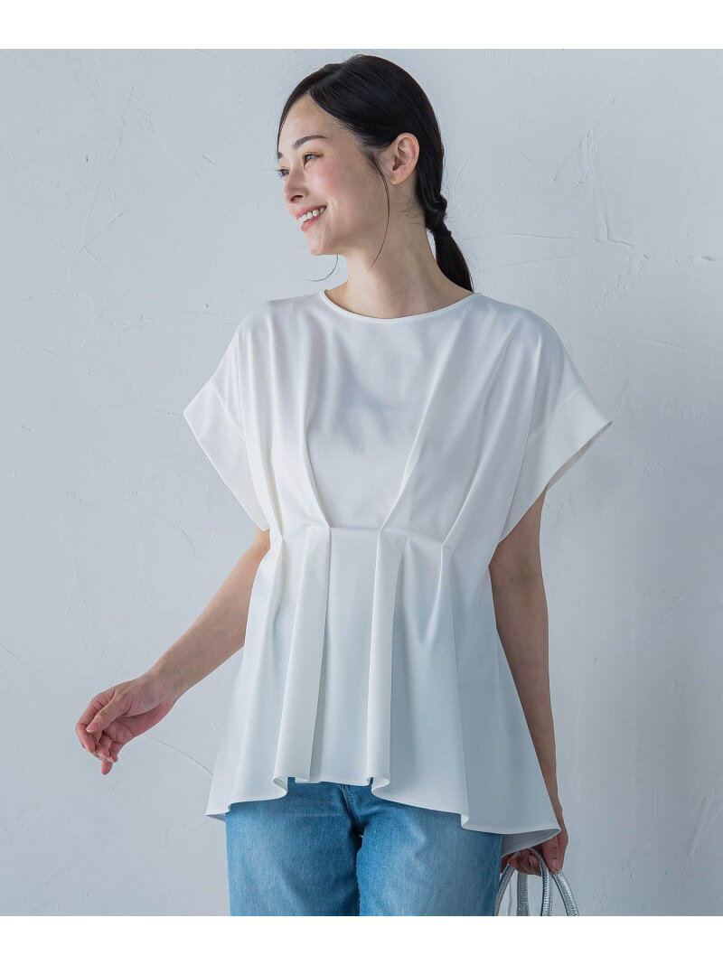 【SALE／30%OFF】ペプラム風タックカットソー≪洗濯機で洗える≫ LAUTREAMONT ロートレアモン トップス カットソー・Tシャツ ブラウン ホワイト ブラック【RBA_E】【送料無料】[Rakuten Fashion]