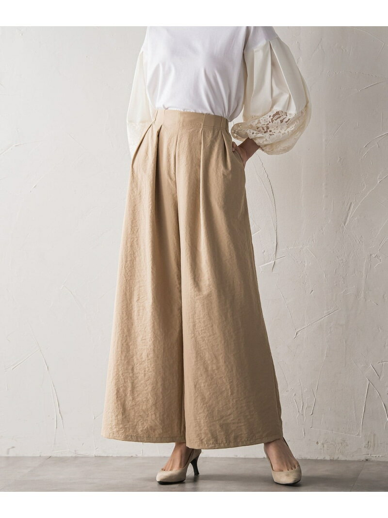 【SALE／40%OFF】【biyori】"楽ちんキレイ"リネン風ワイドパンツ≪洗濯機で洗える≫ la.f... ラ・エフ パンツ その他のパンツ ブラック ベージュ【RBA_E】【送料無料】[Rakuten Fashion]