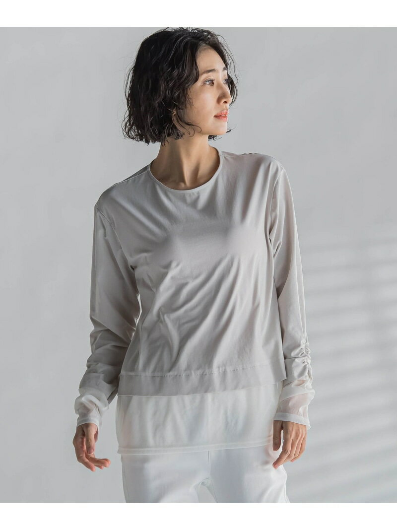 【SALE／40%OFF】シアードッキングカットソー≪洗濯機で洗える≫ la.f... ラ・エフ トップス カットソー・Tシャツ ホワイト ベージュ ネイビー【RBA_E】【送料無料】[Rakuten Fashion]