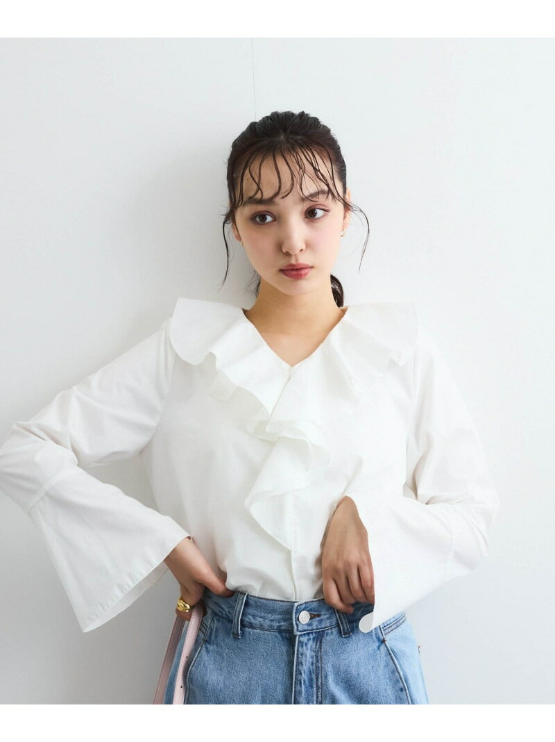 【SALE／40%OFF】ラッフルフリルブラウス≪手洗い可能≫ QUEENS COURT クイーンズコート トップス シャツ・ブラウス ピンク ブルー ホワイト【RBA_E】【送料無料】[Rakuten Fashion]