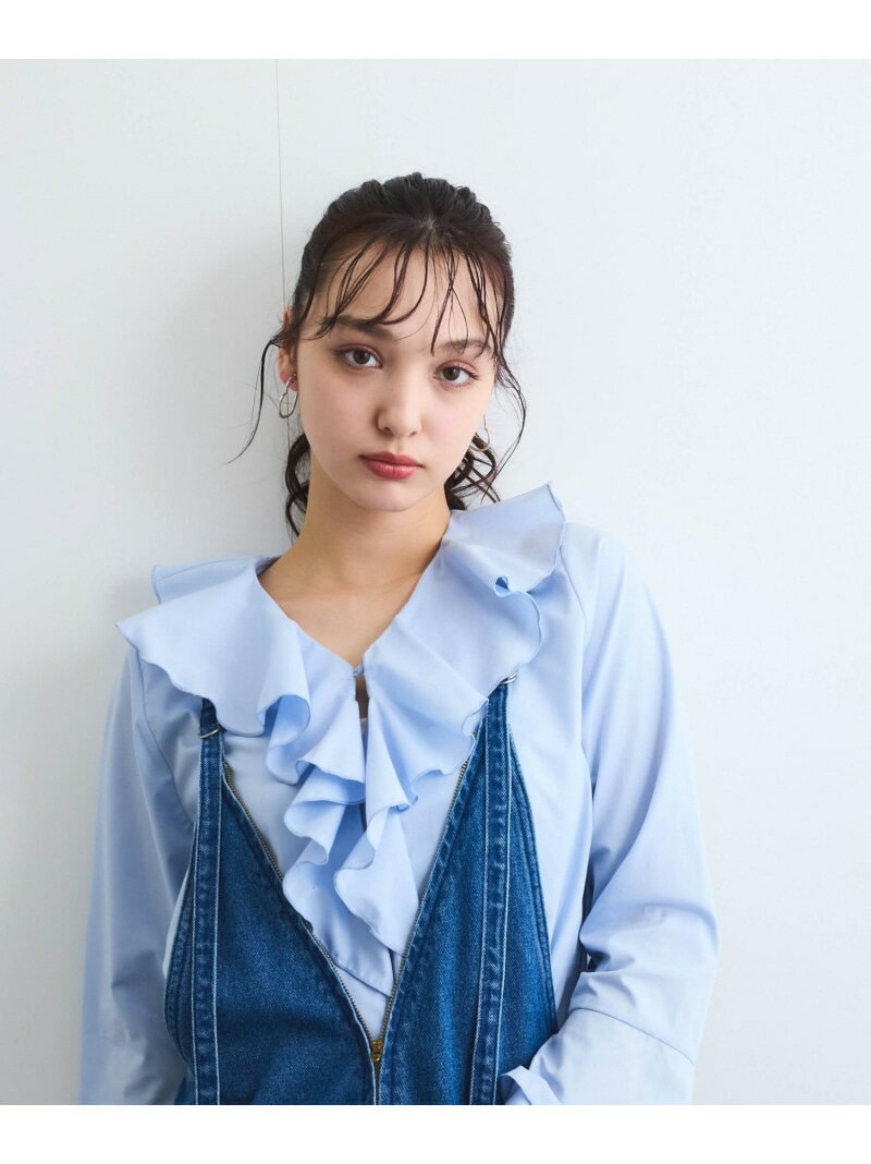 【SALE／40%OFF】ラッフルフリルブラウス≪手洗い可能≫ QUEENS COURT クイーンズコート トップス シャツ・ブラウス ピンク ブルー ホワイト【RBA_E】【送料無料】[Rakuten Fashion]