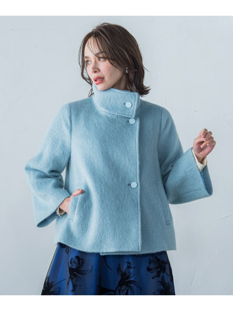 モヘヤシャギーショートコート Viaggio Blu ビアッジョブルー ジャケット・アウター その他のジャケット・アウター ブルー ホワイト【送料無料】[Rakuten Fashion]のサムネイル