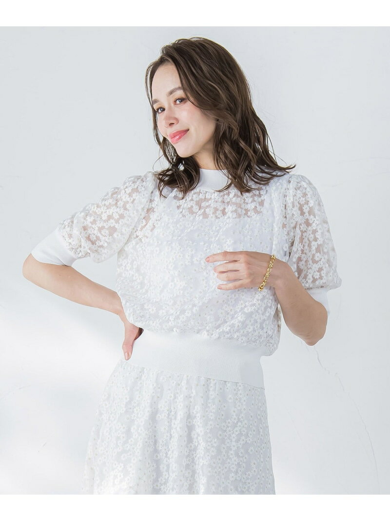 Rakuten - 【SALE／30%OFF】フラワーチュールドッキングニット≪手洗い可能≫ Viaggio Blu ビアッジョブルー トップス ニット ホワイト ブラック【RBA_E】【送料無料】[Rakuten Fashion]