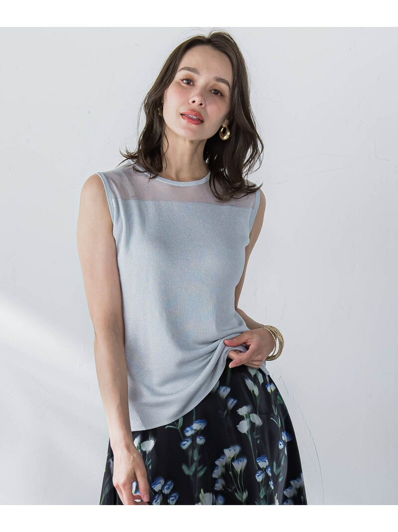 Rakuten - 【SALE／40%OFF】ラメノースリーブニット Viaggio Blu ビアッジョブルー トップス ニット シルバー ネイビー グリーン【RBA_E】【送料無料】[Rakuten Fashion]
