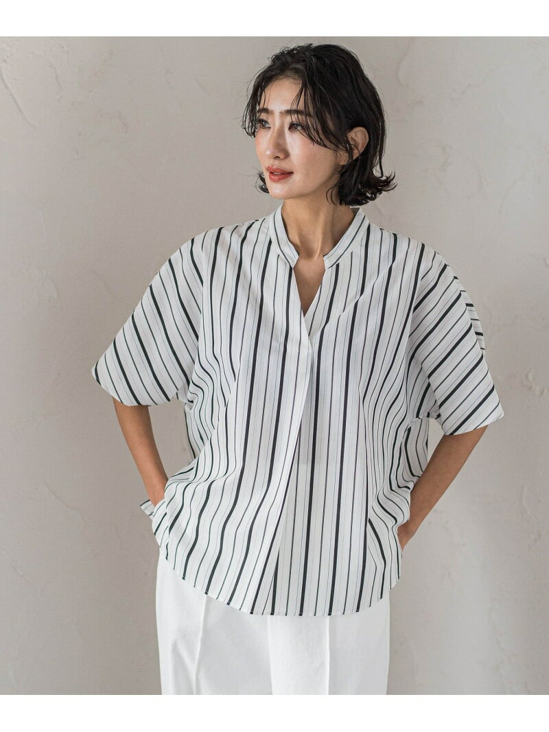 【SALE／15%OFF】半袖ストライプブラウス≪洗濯機で洗える≫ la.f... ラ・エフ トップス シャツ・ブラウス ブルー ホワイト【RBA_E】【送料無料】[Rakuten Fashion]