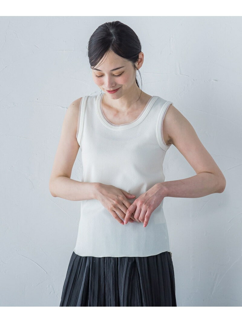 【一部店舗限定販売】チュールディテールニットタンクトップ≪手洗い可能≫ LAUTREAMONT ロー
