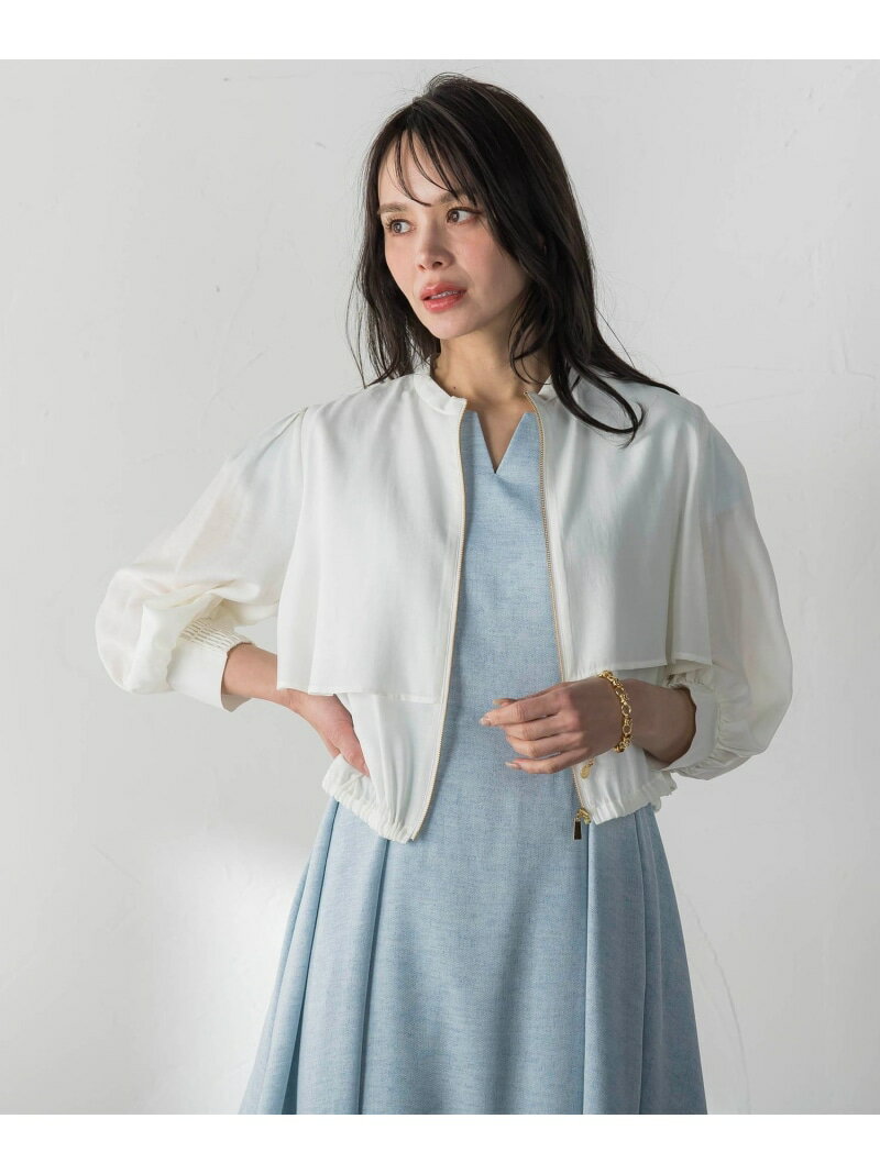 Nylon, Rayon, Polyester - フリルシアーブルゾン Viaggio Blu ビアッジョブルー ジャケット・アウター テーラードジャケット・ブレザー ブラック ホワイト【送料無料】[Rakuten Fashion]
