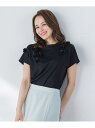 フラワーモチーフカットソー≪手洗い可能≫ Viaggio Blu ビアッジョブルー トップス カットソー・Tシャツ ホワイト ブラック【送料無料】[Rakute...