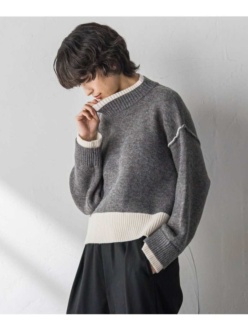 【WEB限定】ハイネック配色ニット≪手洗い可能≫ MAYSON GREY メイソングレイ トップス ニット グレー ホワイト ブラック【送料無料】[Rakuten Fashion]