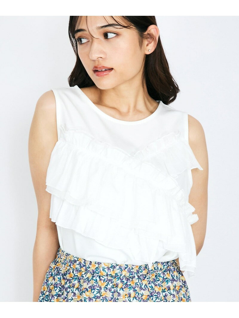 【SALE／30%OFF】シフォンフリルノースリブラウス≪手洗い可能≫ QUEENS COURT クイーンズコート トップス シャツ・ブラウス ホワイト ブラック【RBA_E】【送料無料】[Rakuten Fashion] javaonline-10013361 JAVA ONLINE サンプル画像3