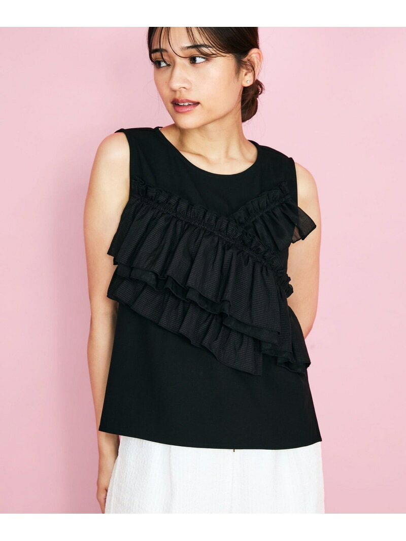 【SALE／30%OFF】シフォンフリルノースリブラウス≪手洗い可能≫ QUEENS COURT クイーンズコート トップス シャツ・ブラウス ホワイト ブラック【RBA_E】【送料無料】[Rakuten Fashion] javaonline-10013361 JAVA ONLINE サンプル画像2