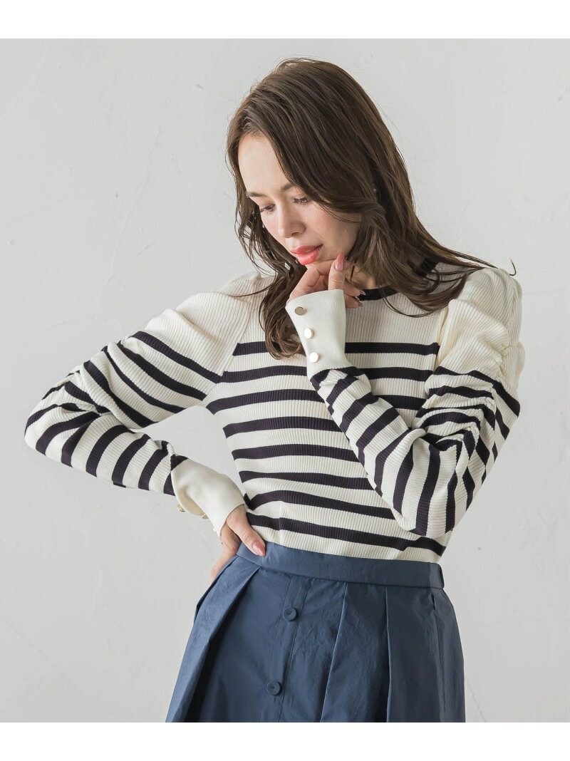 シャーリングスリーブニット Viaggio Blu ビアッジョブルー トップス ニット ブラック ホワイト ネイビー ピンク【送料無料】[Rakuten Fashion]