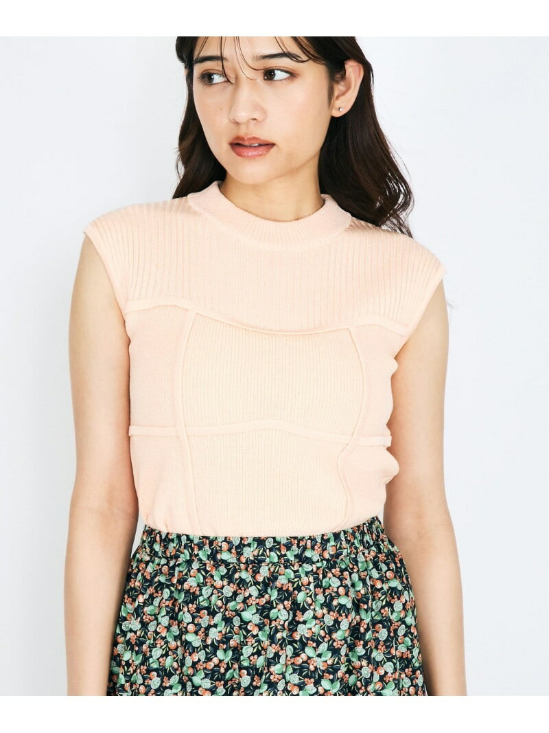 【SALE／50%OFF】ビスチェ風切替えニットノースリトップス≪手洗い可能≫ QUEENS COURT クイーンズコート トップス ニット ホワイト ブラック オレンジ【RBA_E】[Rakuten Fashion]