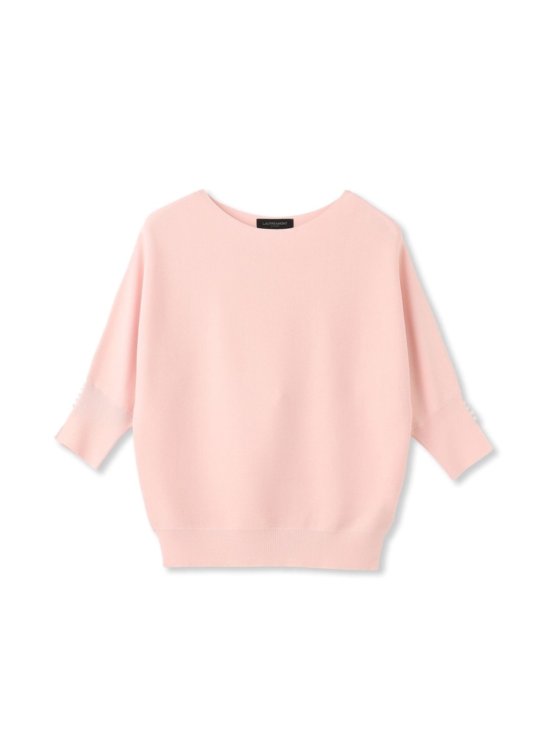 袖パール付き 5分袖ニット LAUTREAMONT DE CLASSE ロートレアモン トップス ニット ピンク ホワイト グリーン ネイビー【送料無料】[Rakuten Fashion](4)