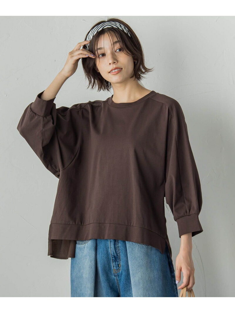 布帛ドッキングカットソー≪手洗い可能≫ Droite lautreamont ドロワット・ロートレアモン トップス カットソー・Tシャツ ホワイト ブラウン グレー【送料無料】[Rakuten Fashion]のサムネイル