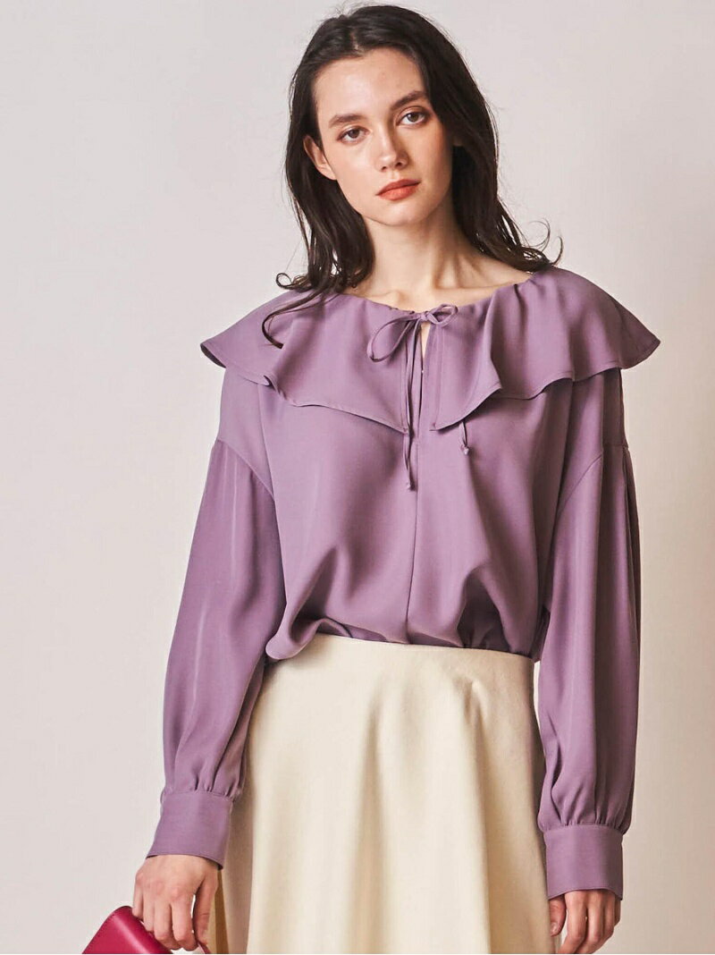 【SALE／50%OFF】【WEB別注】ダブルバックサテンフリルリボンブラウス Viaggio Blu ビアッジョブルー トップス シャツ・ブラウス パープル ベージュ グレー【RBA_E】【送料無料】[Rakuten Fashion]のサムネイル
