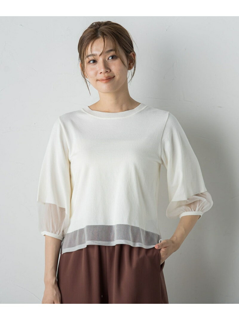 Rakuten - 【SALE／50%OFF】シアー切替えニット≪手洗い可能≫ Droite lautreamont ドロワット・ロートレアモン トップス ニット ホワイト ブラック イエロー ブラウン【RBA_E】【送料無料】[Rakuten Fashion]