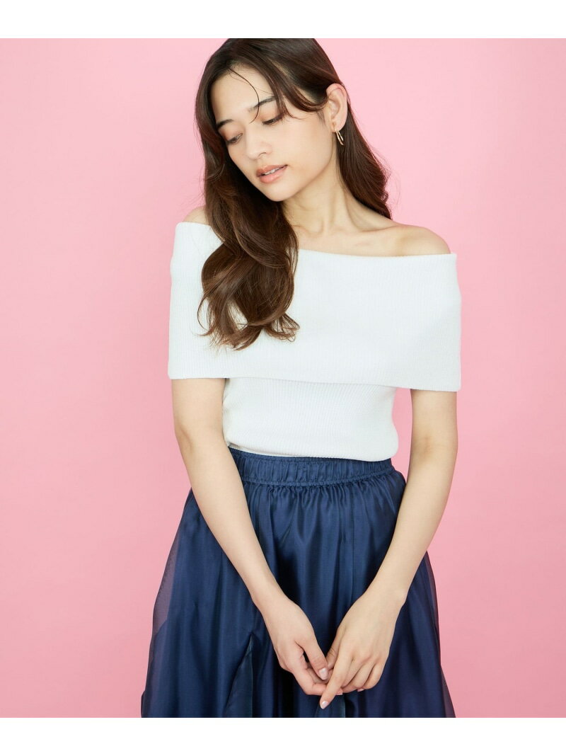 【SALE／50%OFF】リブニットオフショルプルオーバー≪手洗い可能≫ QUEENS COURT クイーンズコート トップス ニット ホワイト ブラック【RBA_E】【送料無料】[Rakuten Fashion]
