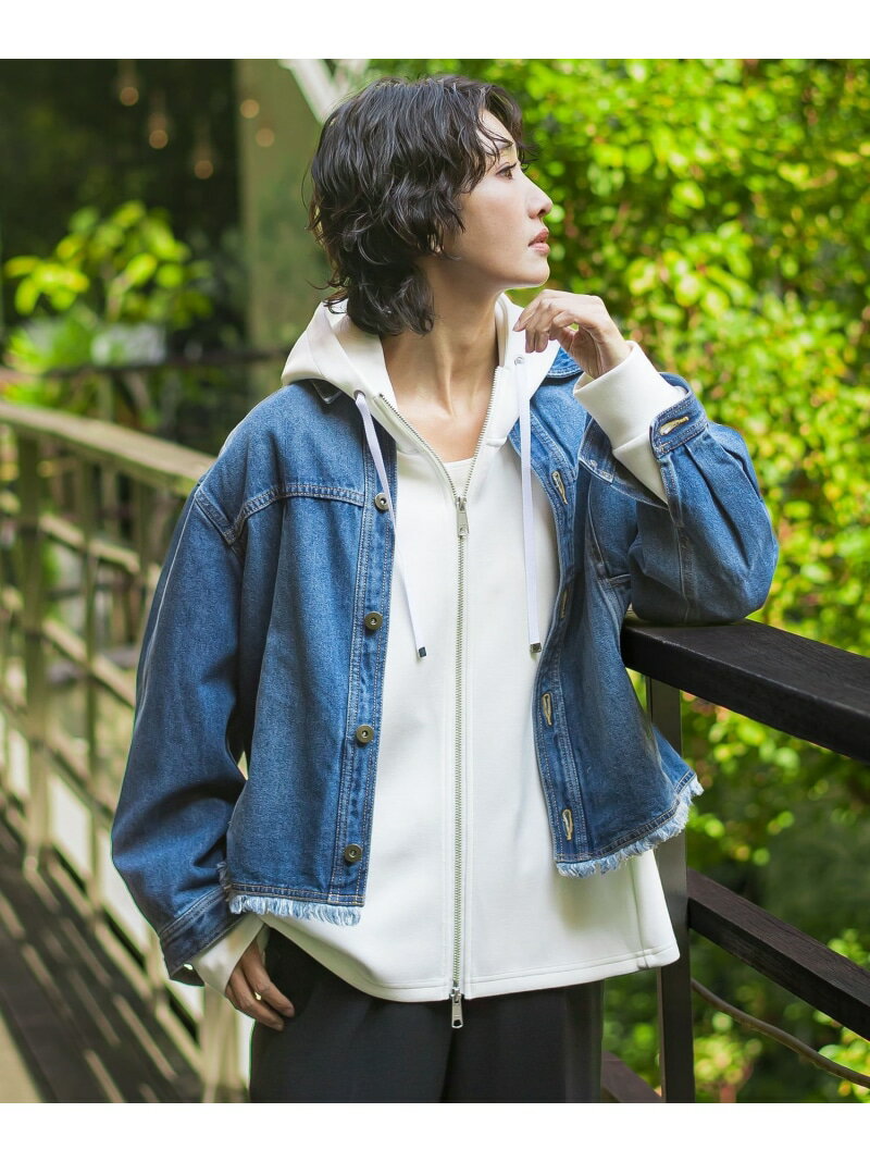 【大きいサイズ】デニムジャケット la.f... ラ・エフ ジャケット・アウター テーラードジャケット・ブレザー ネイビー ブラック【送料無料】[Rakuten Fashion]