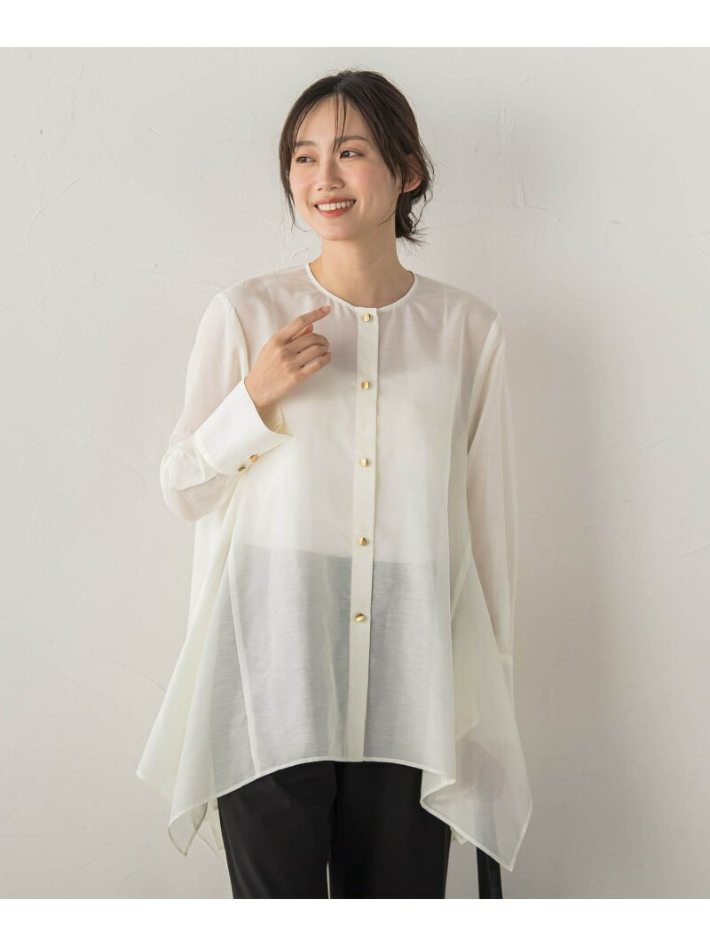 ヘムフレアシアーチュニックブラウス...