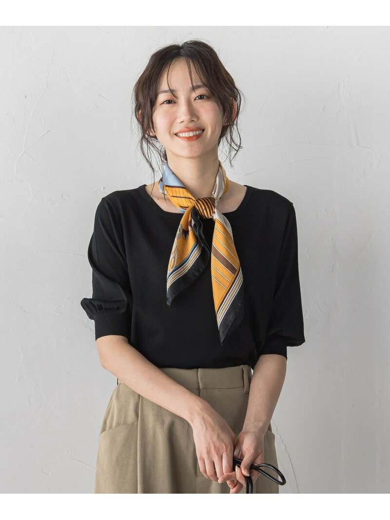 スクエアネックパフスリーブニット Droite lautreamont ドロワット・ロートレアモン トップス ニット ブラック グリーン ホワイト【送料無料】[Rakuten Fashion]