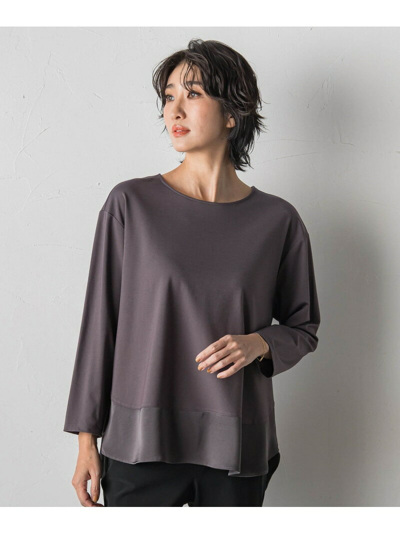 【大きいサイズ】パーフェクトベアスムースカットソー la.f... ラ・エフ トップス カットソー・Tシャツ グレー ホワイト【送料無料】[Rakuten Fashion]