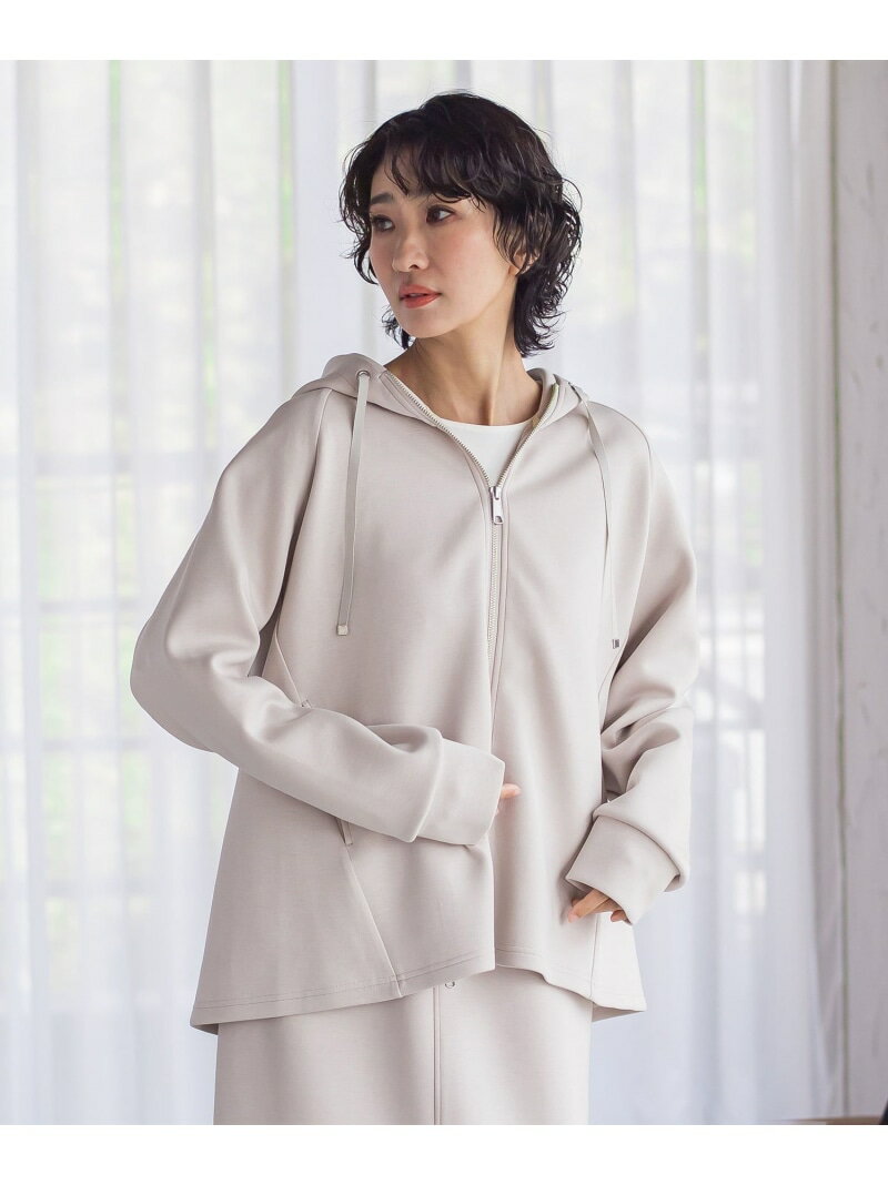 ストレッチダンボールジップパーカー la.f... ラ・エフ トップス カットソー・Tシャツ グレー ホワイト ベージュ【送料無料】[Rakuten Fashion]