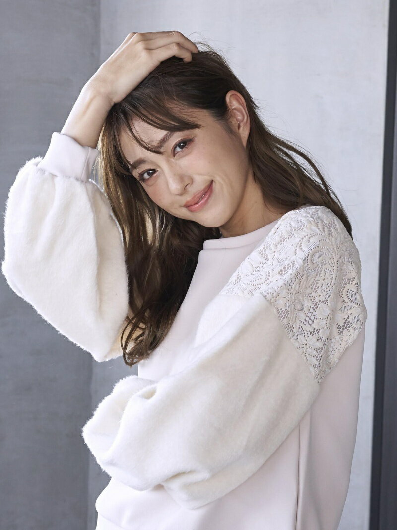 【SALE／10%OFF】袖ファープルオーバー＜洗濯機で洗える＞ QUEENS COURT クイーンズコート カットソー Tシャツ ベージュ ブラック【RBA_E】【送料無料】[Rakuten Fashion]