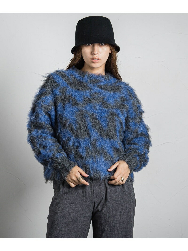BIGハンドトゥースニットプルオーバー≪手洗い可能≫ MAYSON GREY メイソングレイ トップス ニット ブルー ベージュ